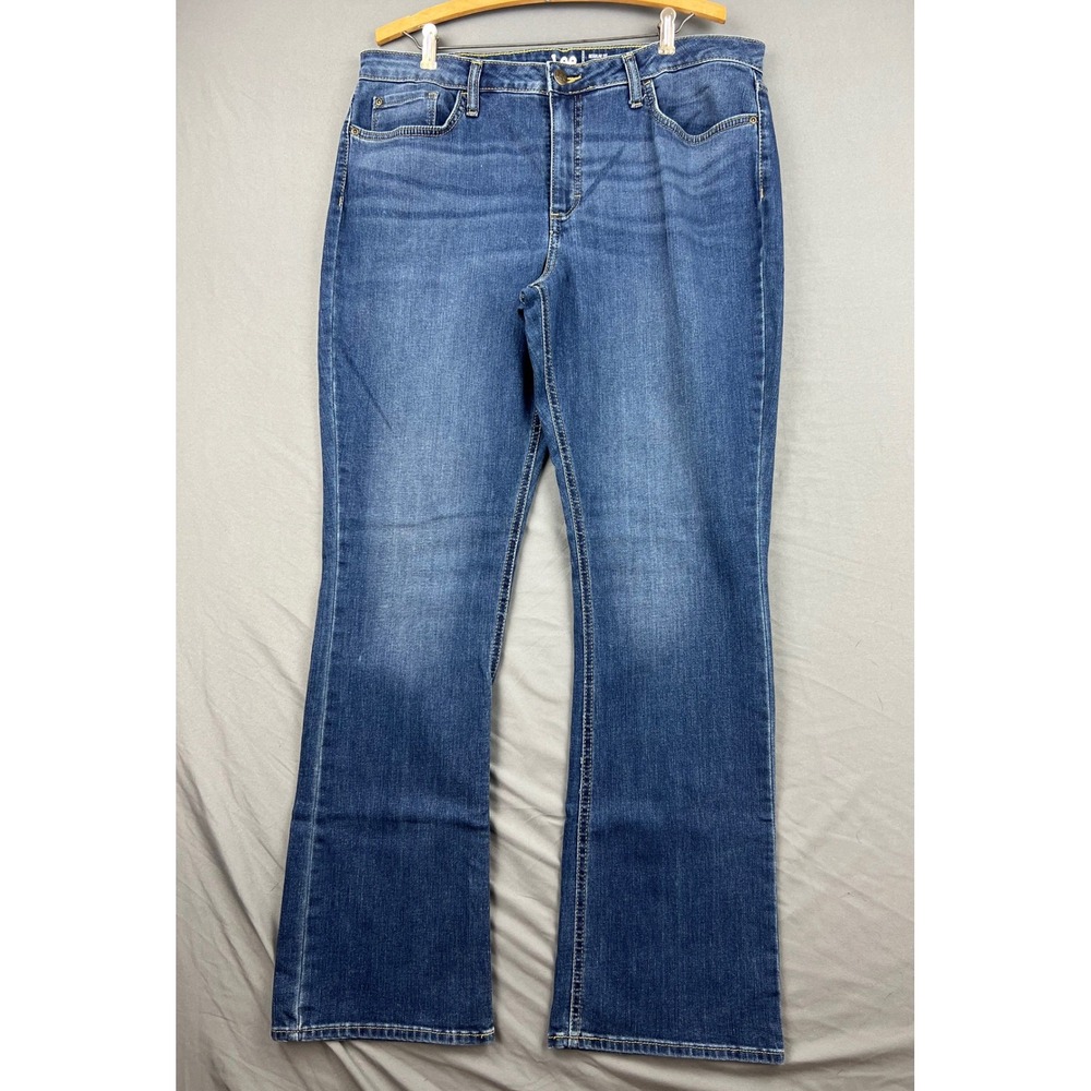 Lee Bootcut Jeans Womens 18L Regular Fit Mid Rise Blue Denim Stretch Good